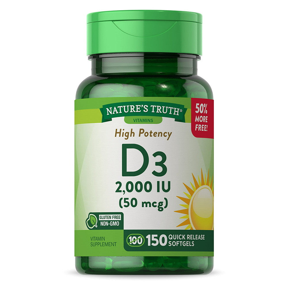 Natures Truth High Potency Vitamin D3 2000 IU Softgels, 150 Ea